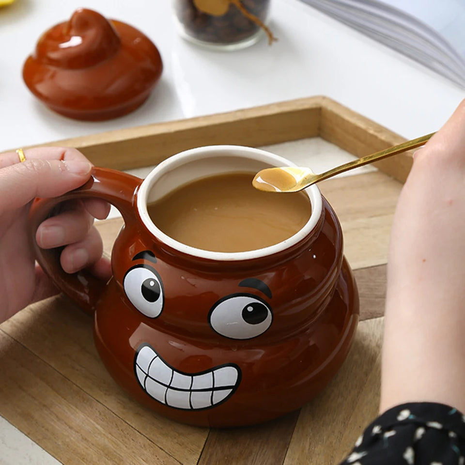 Poop Emoji Ceramic Mug 500ml Creative Coffee Cup | Funny Prank Drinkware Mug for Birthday Christmas Gift Mug