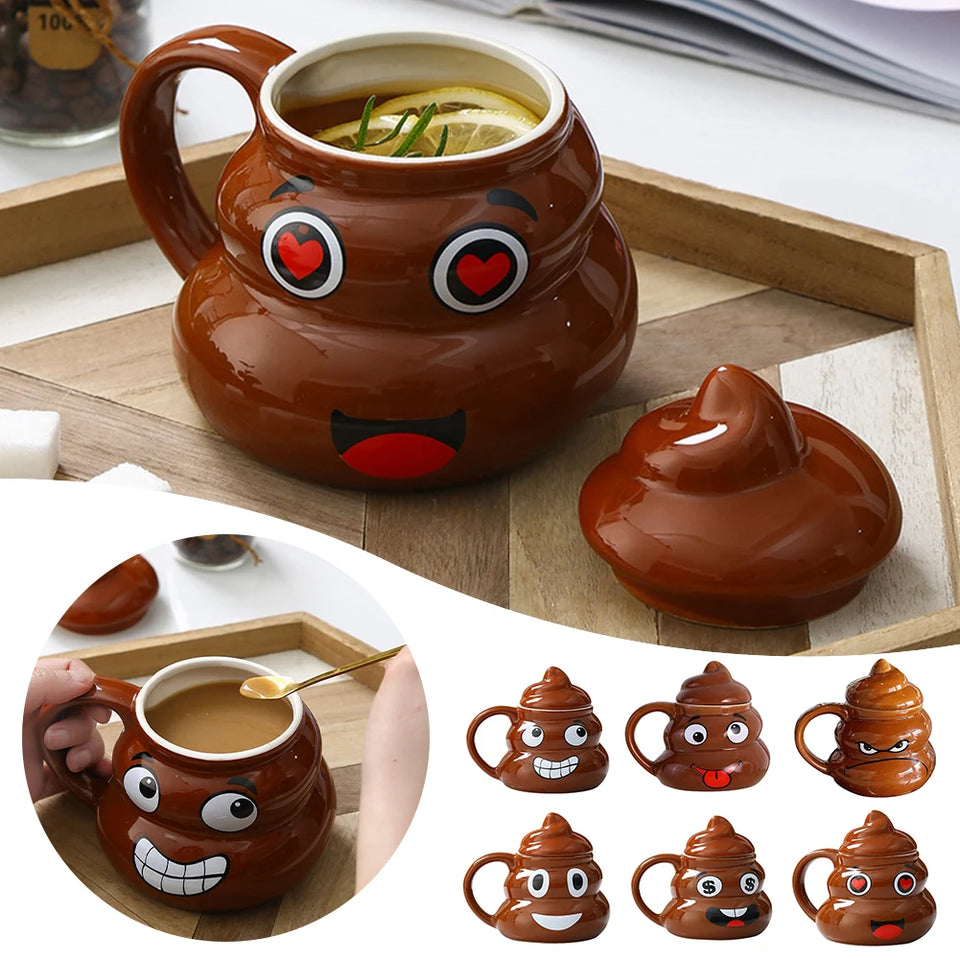 Poop Emoji Ceramic Mug 500ml Creative Coffee Cup | Funny Prank Drinkware Mug for Birthday Christmas Gift Mug