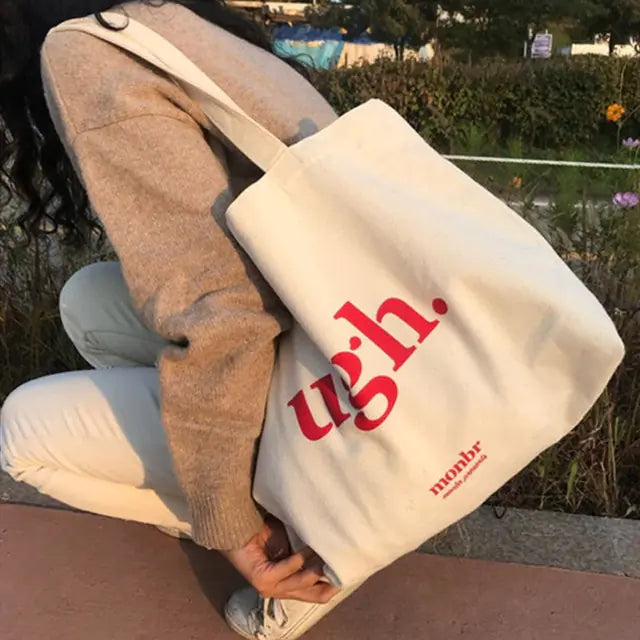 Canvas Letter Ugh Fashion Shoulder Tote Bag