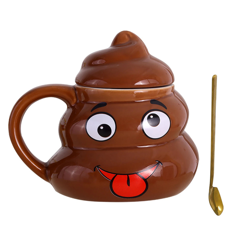 Poop Emoji Ceramic Mug 500ml Creative Coffee Cup | Funny Prank Drinkware Mug for Birthday Christmas Gift Mug