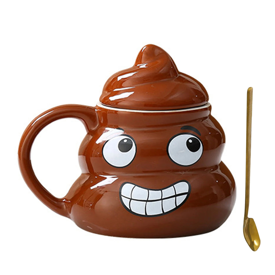 Poop Emoji Ceramic Mug 500ml Creative Coffee Cup | Funny Prank Drinkware Mug for Birthday Christmas Gift Mug