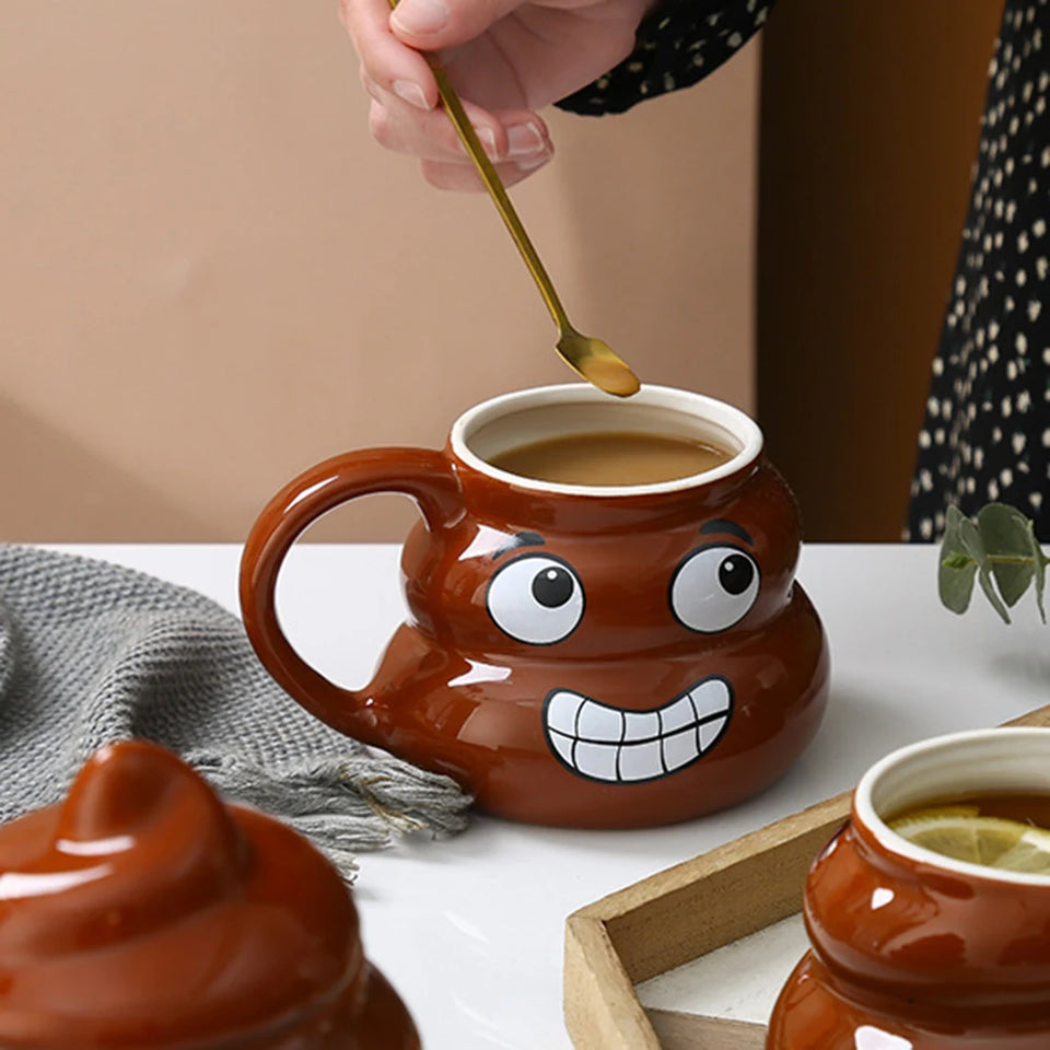 Poop Emoji Ceramic Mug 500ml Creative Coffee Cup | Funny Prank Drinkware Mug for Birthday Christmas Gift Mug