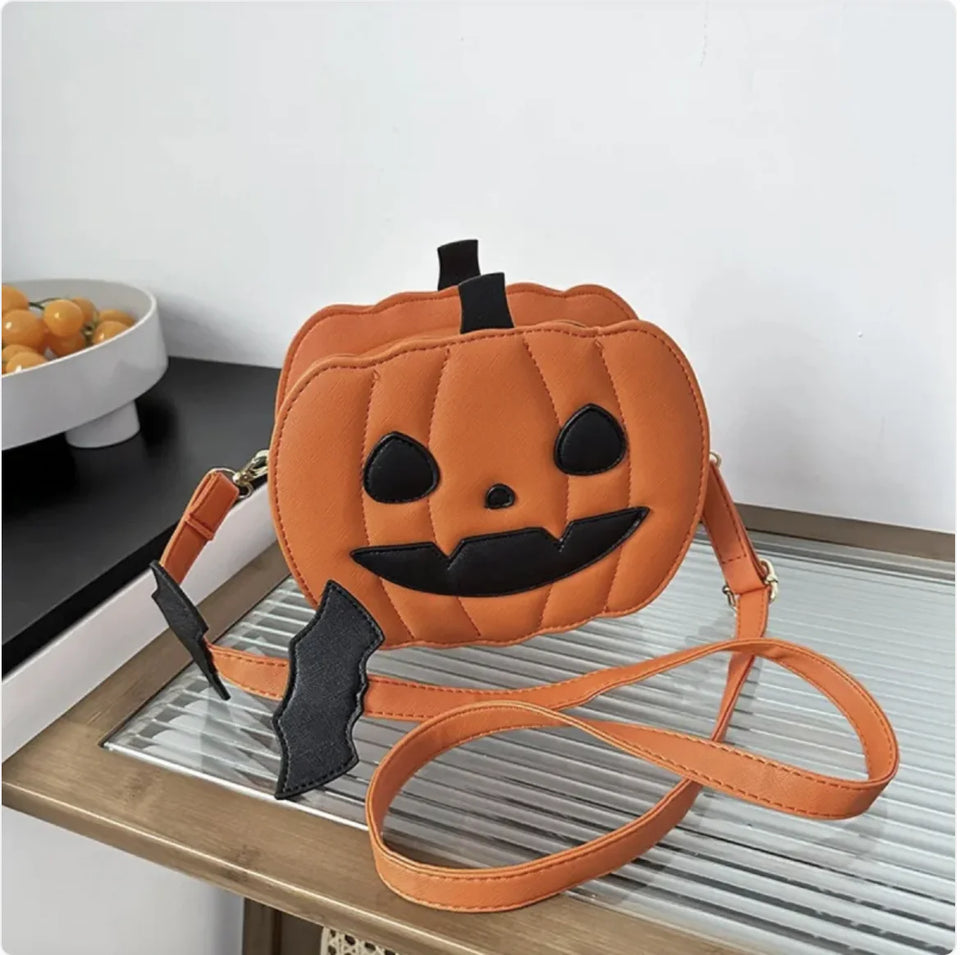 Halloween Pumpkin Crossbody Bag - Novelty Halloween Horror Shoulder Purse for Women