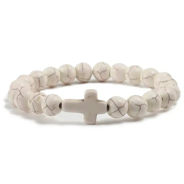 Religious Jesus Cross Bracelet | Lava Stone Christianity Cross Bracelet