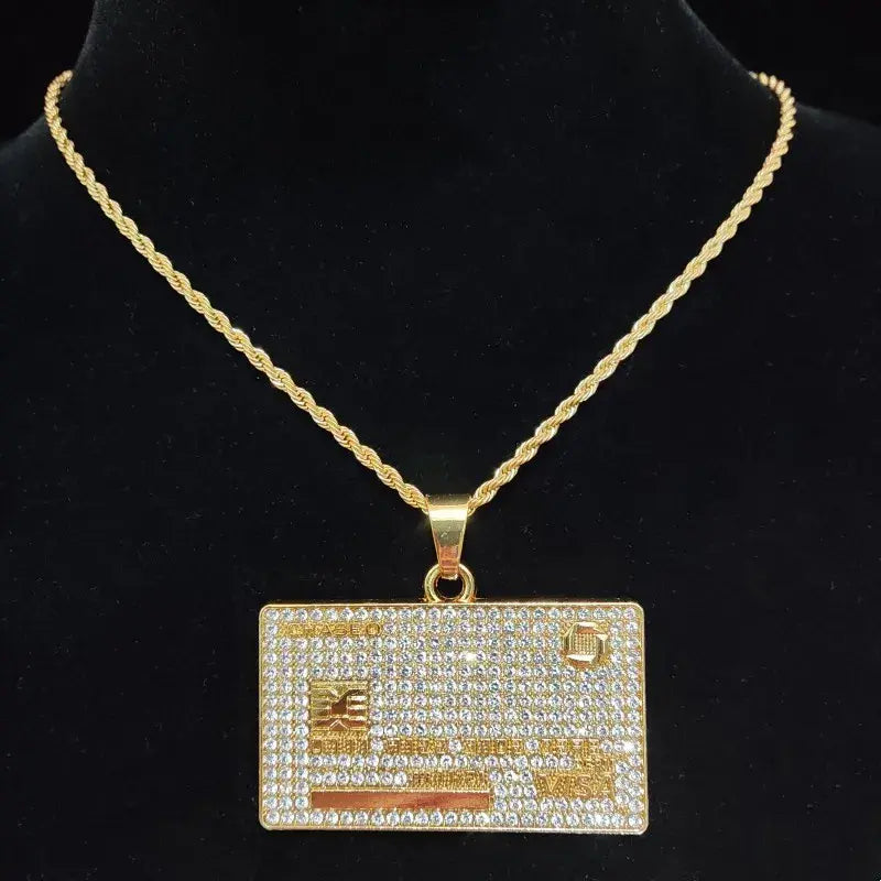 Men's Hip Hop Iced Out Credit Card Pendant Necklace