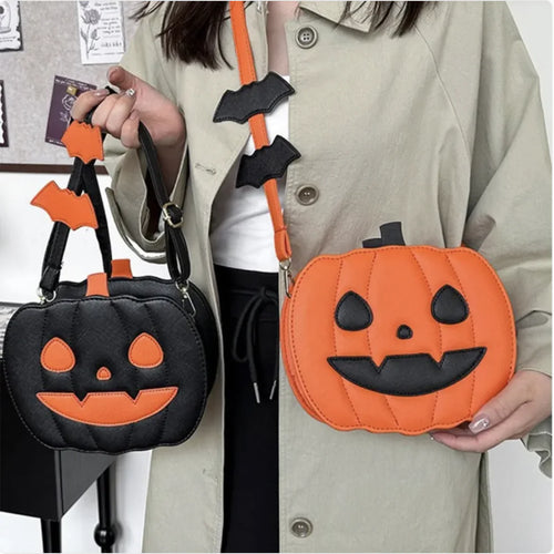 Halloween Pumpkin Crossbody Bag - Novelty Halloween Horror Shoulder Purse for Women