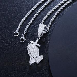 Cross Pray Hand Pendant Necklace | God Faith Jesus Necklace Cross Pray Hand Pendant Necklace | God Faith Jesus Necklace