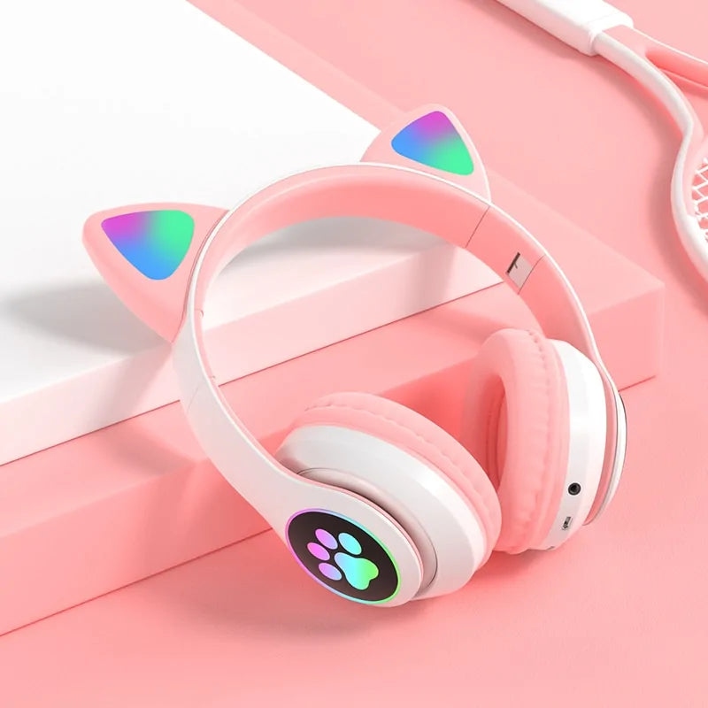 LED Cat Ears Bluetooth 5.0 Headphones | Noise Cancelling Headphones