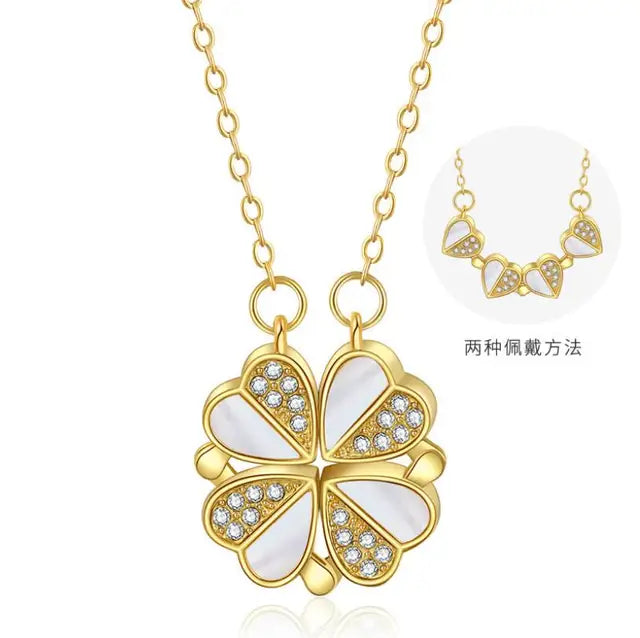 Four Leaf Clover Heart Shape Necklace