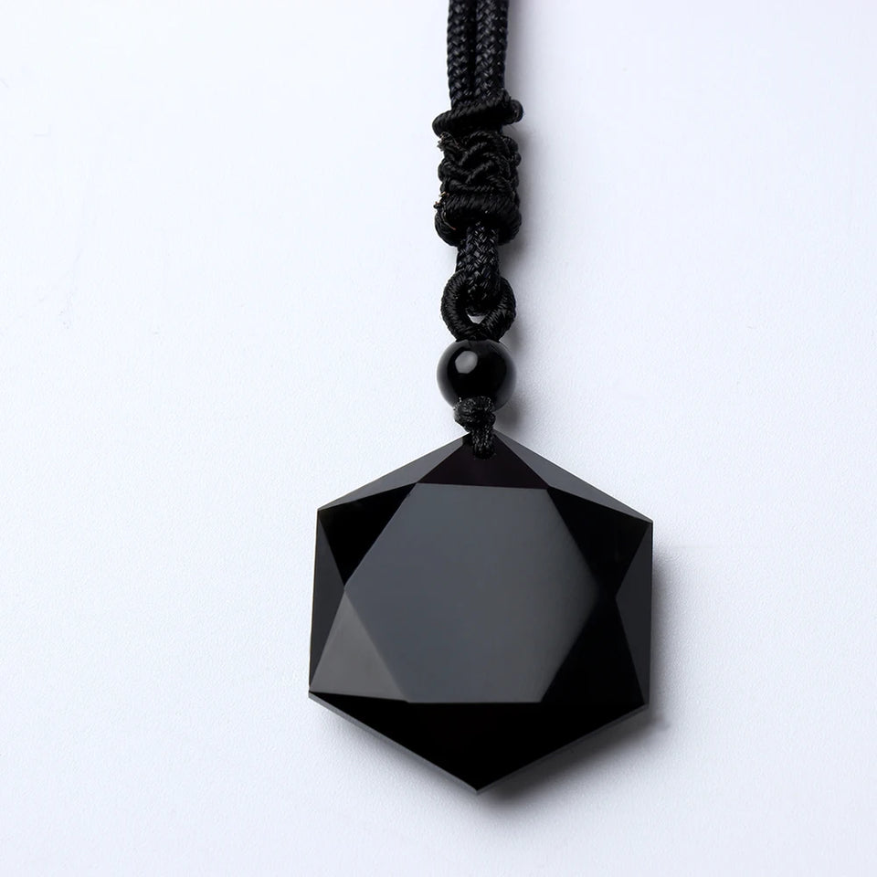 Black Obsidian Six Stars Lucky Necklace