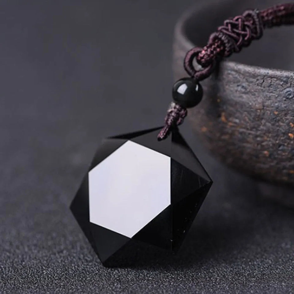 Black Obsidian Six Stars Lucky Necklace