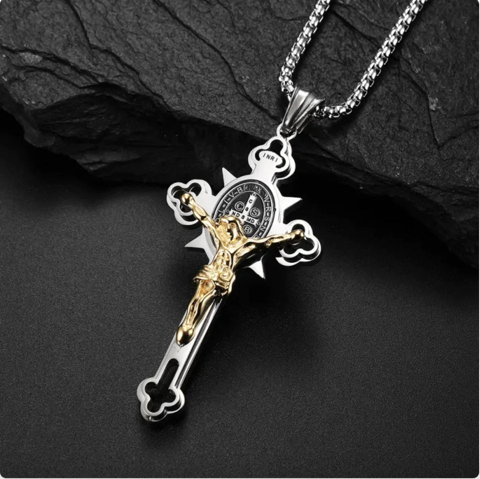 Gothic Stainless Steel Faith Jesus Cross Necklace