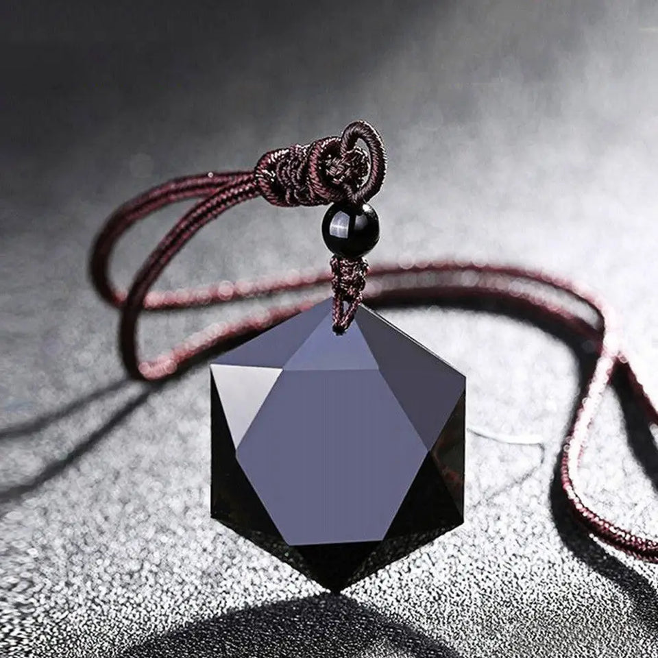 Black Obsidian Six Stars Lucky Necklace