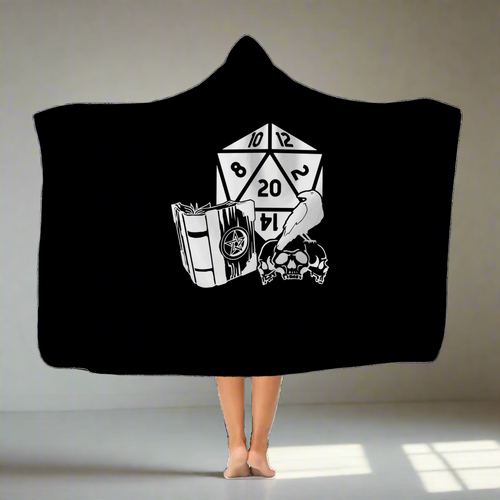 Raven Fantasy RPG Dice Hooded Blanket | Dungeon Master | Tabletop RPG | Tabletop Games | RPG Blanket | Role Playing Game Hooded Blanket