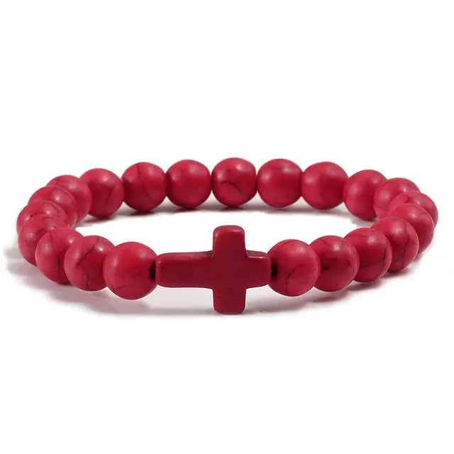 Religious Jesus Cross Bracelet | Lava Stone Christianity Cross Bracelet