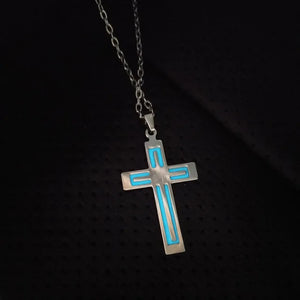 Stainless Steel Glow In The Dark Cross Necklace