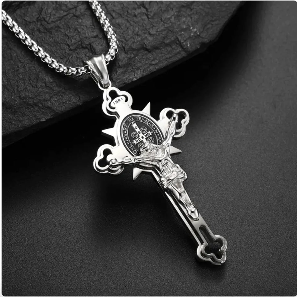 Gothic Stainless Steel Faith Jesus Cross Necklace