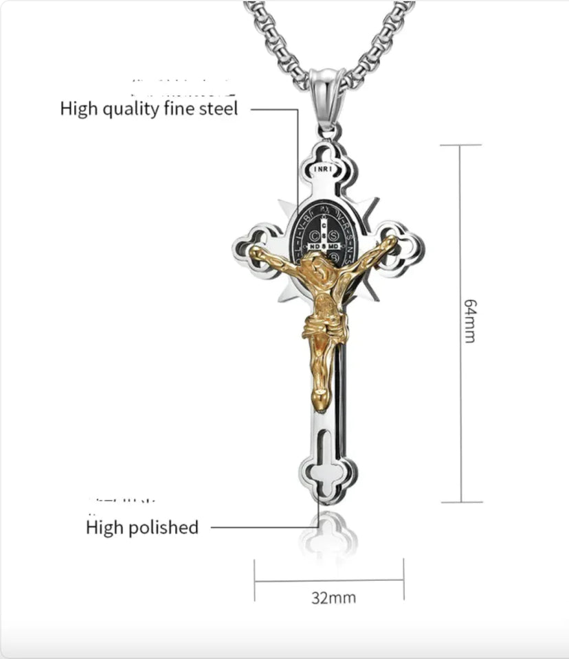 Gothic Stainless Steel Faith Jesus Cross Necklace