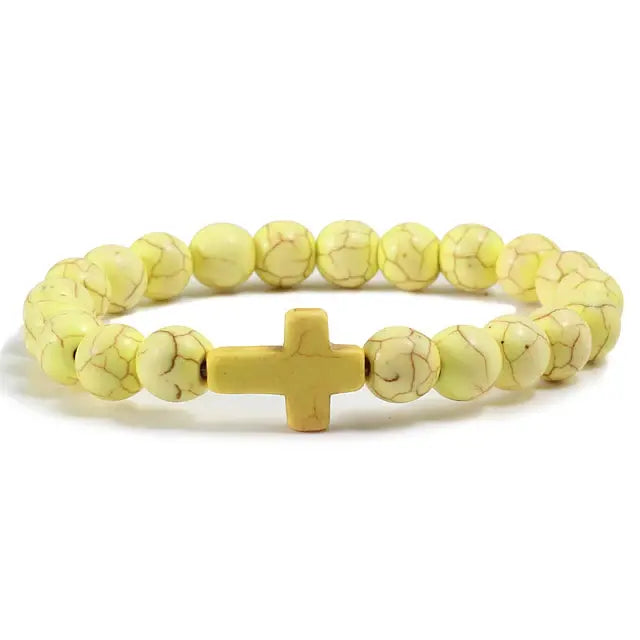 Religious Jesus Cross Bracelet | Lava Stone Christianity Cross Bracelet