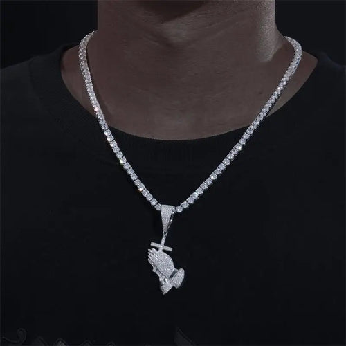 Cross Pray Hand Pendant Necklace | God Faith Jesus Necklace