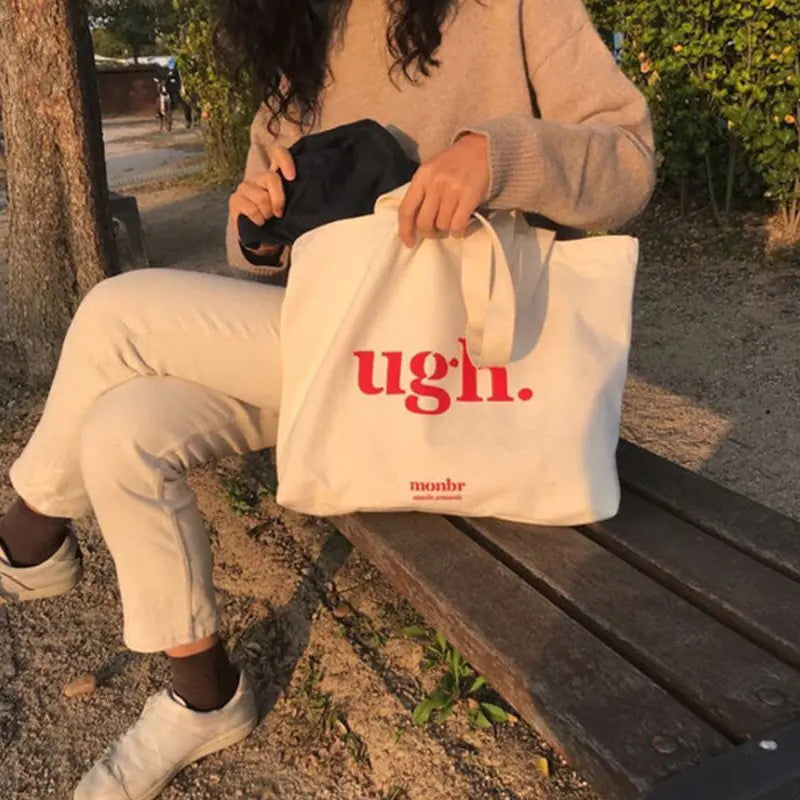 Canvas Letter Ugh Fashion Shoulder Tote Bag