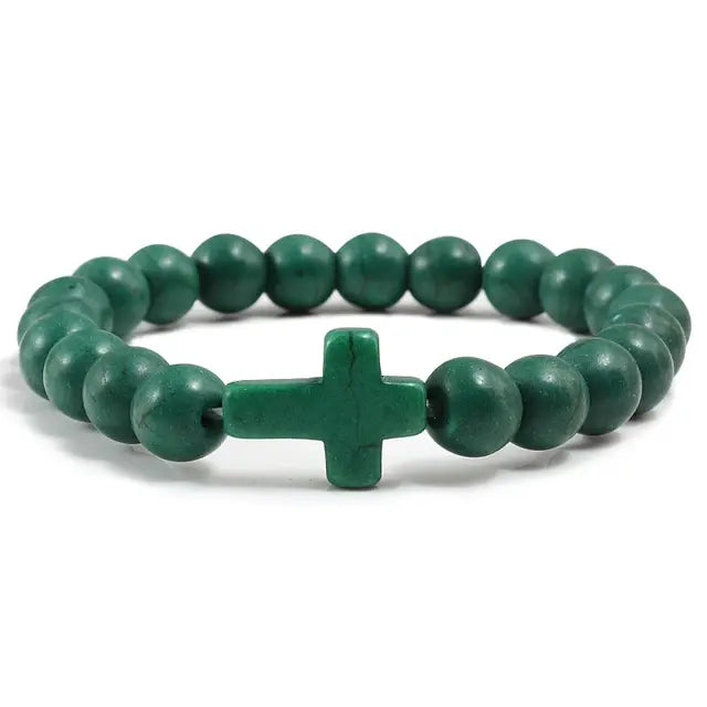 Religious Jesus Cross Bracelet | Lava Stone Christianity Cross Bracelet