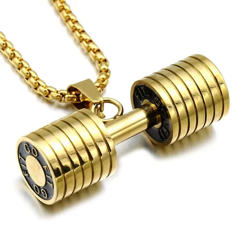 Barbell Dumbbell Gym Necklace | Fitness Jewelry Necklace