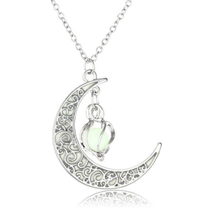 Moon Glowing Glow In The Dark Necklace moon necklace, crescent moon necklace, moon phase necklace