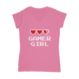 Gamer Girl Video Game ﻿Classic Women's V-Neck T-Shirt Gamer Girl Video Game ﻿Classic Women's V-Neck T-Shirt