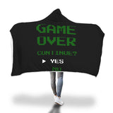 Game Over Continue Classic Retro Gaming Hooded Blanket Game Over Continue Classic Retro Gaming Hooded Blanket