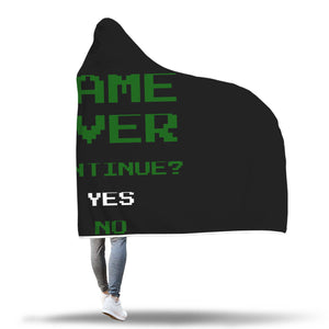 Game Over Continue Classic Retro Gaming Hooded Blanket Game Over Continue Classic Retro Gaming Hooded Blanket