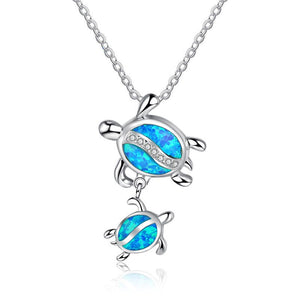 Blue Opal Sea Turtle Pendant Necklace Blue Opal Sea Turtle Pendant Necklace