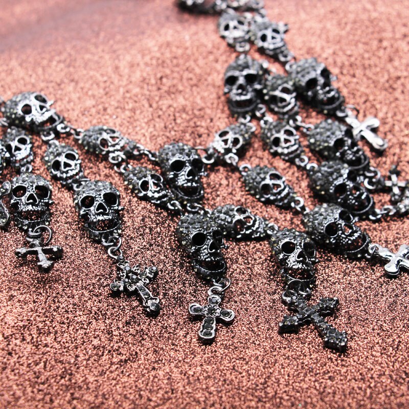 Emo Skull Cross Pendant Necklace