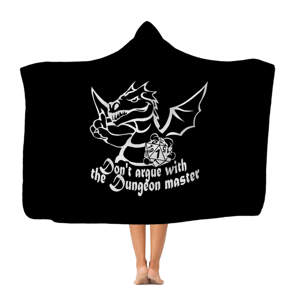Don't Argue With The DM Fantasy RPG Dice Hooded Blanket | Dungeon Master | Tabletop RPG | Tabletop Games | RPG Blanket | Role Playing Game Hooded Blanket