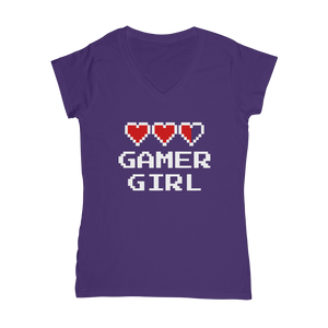 Gamer Girl Video Game ﻿Classic Women's V-Neck T-Shirt Gamer Girl Video Game ﻿Classic Women's V-Neck T-Shirt