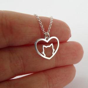 Cat Heart Necklace cat necklace