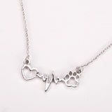 Paw Heartbeat Necklace dog necklace, dog chain necklace, dog paw necklace