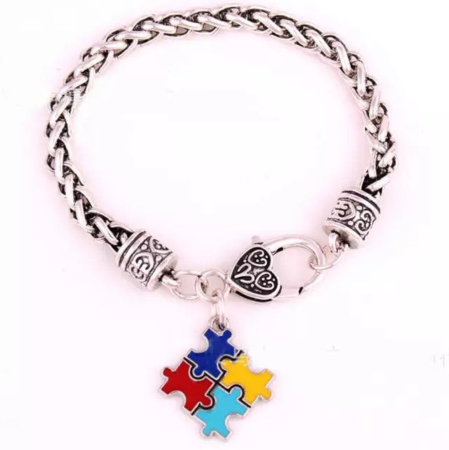 Autism Awareness Puzzle Charm Bracelet