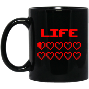 Gaming Life Bar (Game Hearts Health Bar) 11 oz. Black Mug Gaming Life Bar (Game Hearts Health Bar) 11 oz. Black Mug