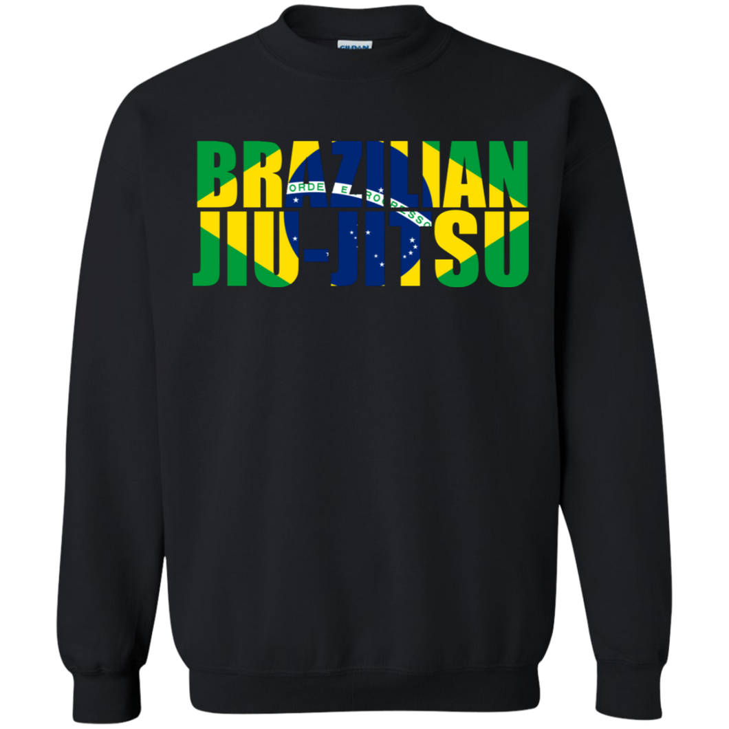 Brazilian Jiu Jitsu Flag 3 BJJ Crewneck Pullover Sweatshirt  8 oz.