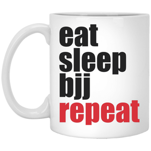 Brazilian Jiu Jitsu Eat Sleep BJJ Repeat 11 oz. White Mug Brazilian Jiu-Jitsu BJJ Brazilian Jiu Jitsu Coffee Mug