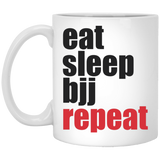 Brazilian Jiu Jitsu Eat Sleep BJJ Repeat 11 oz. White Mug Brazilian Jiu-Jitsu BJJ Brazilian Jiu Jitsu Coffee Mug