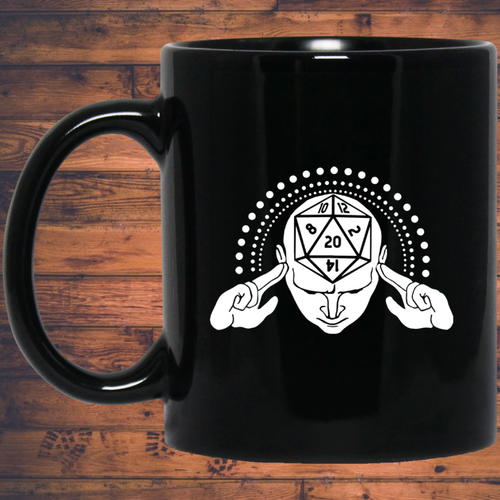 Psionic Dragon Fantasy RPG Dice Mug | Dungeon Master Mug | Tabletop RPG | Tabletop Games | RPG Mug | Role Playing Game Mug 11 oz. Black Mug