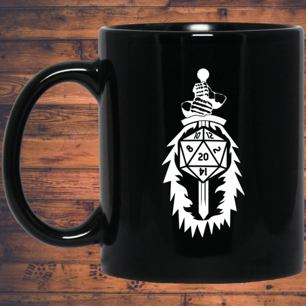 Paladin Dragon Fantasy RPG Dice Mug | Dungeon Master Mug | Tabletop RPG | Tabletop Games | RPG Mug | Role Playing Game Mug 11 oz. Black Mug