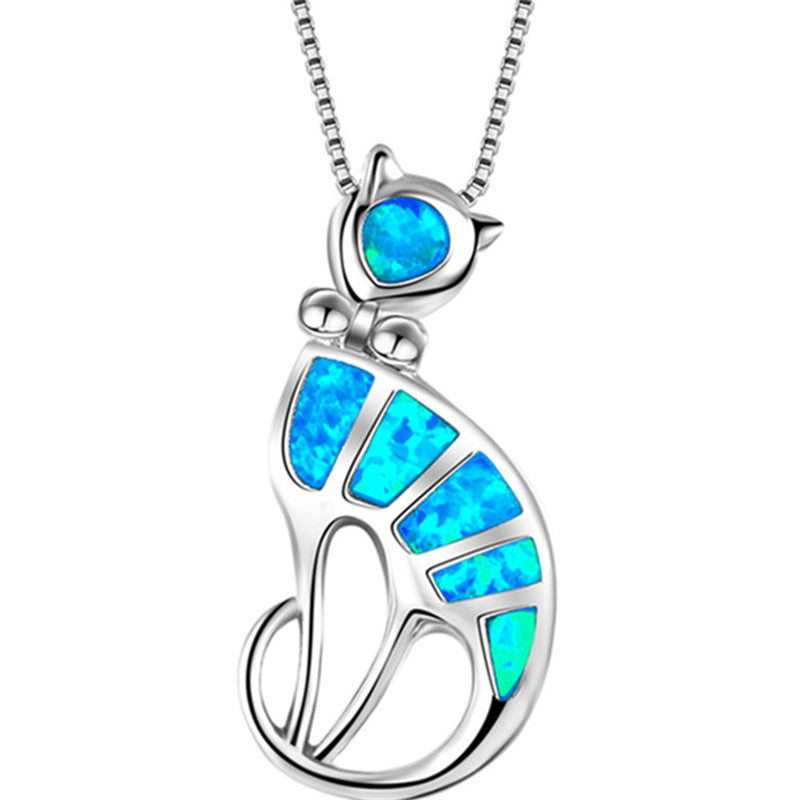 Blue Opal Sea Turtle Pendant Necklace