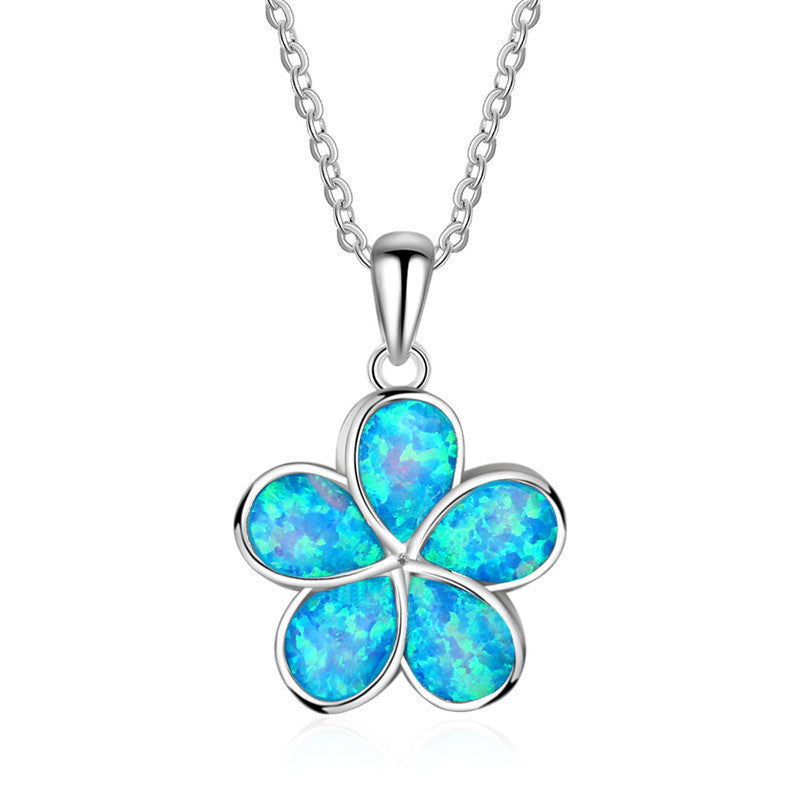 Blue Opal Sea Turtle Pendant Necklace