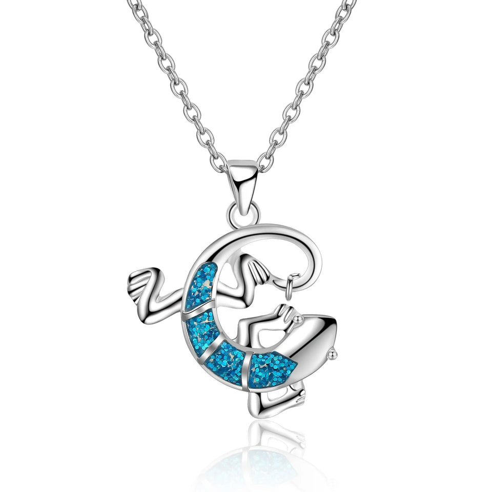 Blue Opal Sea Turtle Pendant Necklace