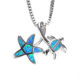 Blue Opal Sea Turtle Pendant Necklace Blue Opal Sea Turtle Pendant Necklace