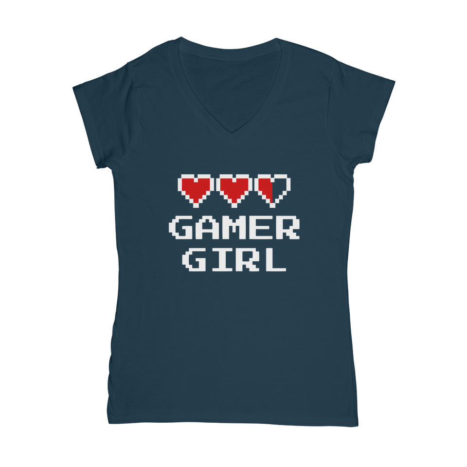 Gamer Girl Video Game ﻿Classic Women's V-Neck T-Shirt