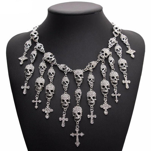 skull necklace, goth necklace, emo necklace